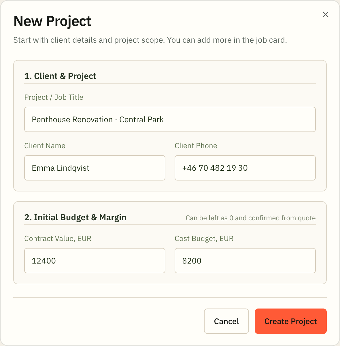 Вікно додавання нового проєкту New Project